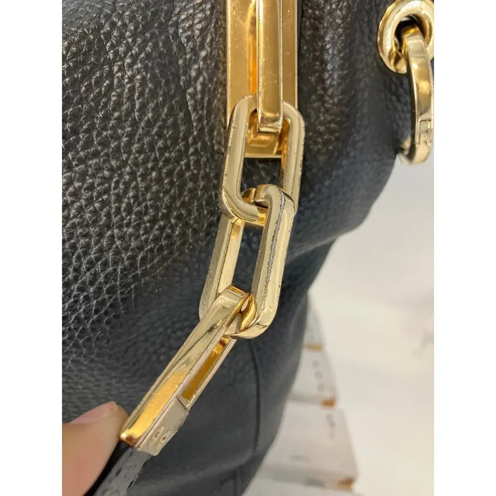 MICHAEL KORS, LARGE BLACK PEBBLED LEATHER HANDBAG